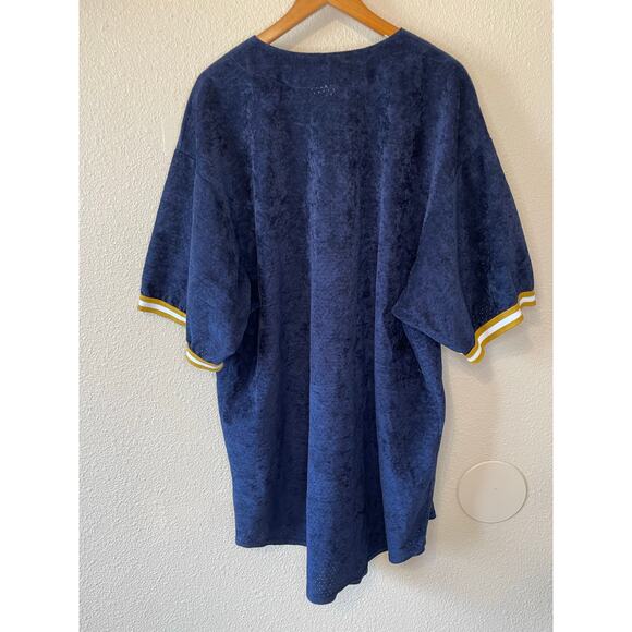 VTG Genuine Merchandise by Majestic Milwaukee Brewers Blue Button Up Jersey XL - Picture 2 of 13